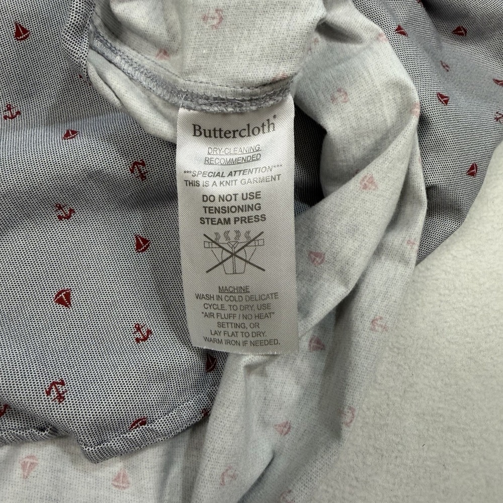 Butter Cloth Icy Cotton Mens XXL Gray Regular Fit Button Up Sailboat Print Shirt - Picture 5 of 6